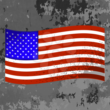 Flag of USA on Grunge Grey Texture. 
