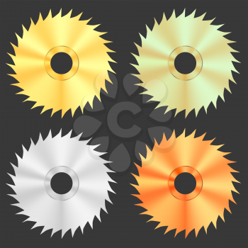 Circular Saw Discs Isolated on Dark Background.