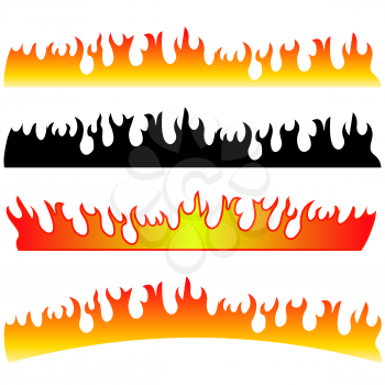 Silhouettes of Fire Isolated on White Background.