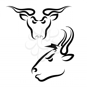 Rural Angry Bull Logo Isolated on White Background