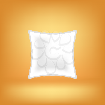White Soft Pillow Isolated on Orange Background.