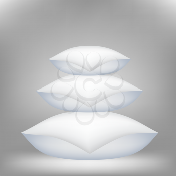 Set of Soft Pillows for a Sweet Sleep 0n Grey Background.