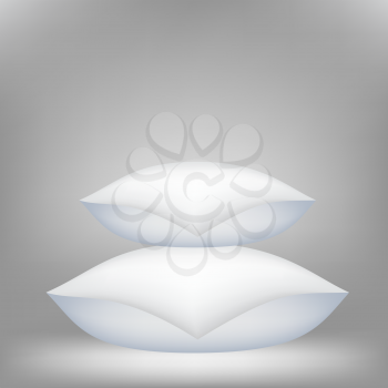 Two Soft Pillows for Sleep on Grey Background