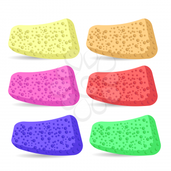 Set of Colorful Bath Sponges  Isolated on White Background.