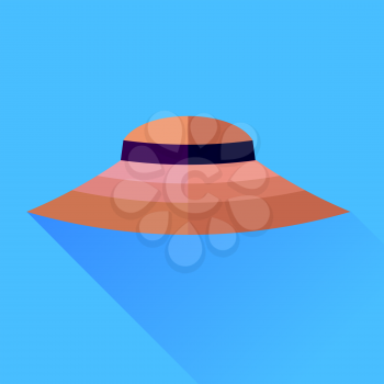 Pink Hat Isolated on Blue Background. Hat Icon.