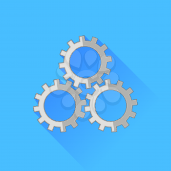 Set of Gears Icon Isolated on Blue Background.