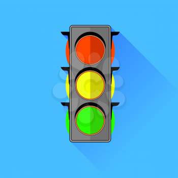 Traffic Lights  Icon Isolated on Blue Background.