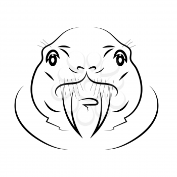 Walrus Head Icon Isolated on White Background.