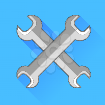Metal Wrench Icon Isolated on Blue Background.