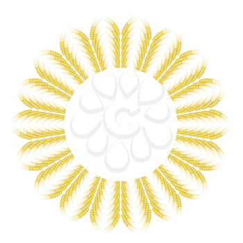 Yellow Wheat Icon Isolated on White Background.