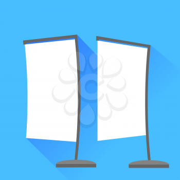 Vertical Banners Isolated on Blue Background. Long Shadow.
