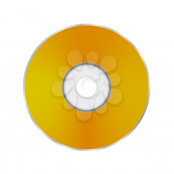 Gold Compact Disc Isolated on White Background. 
