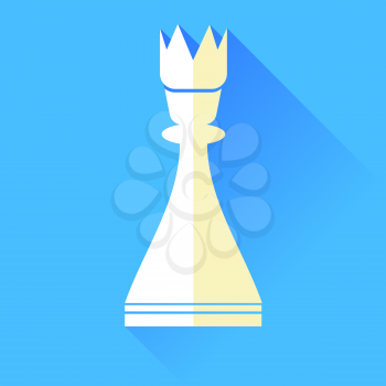 White Queen Chess Icon Isolated on Blue Background