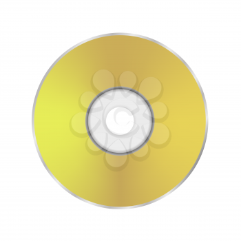 Gold Compact Disc Icon Isolated on White Background.