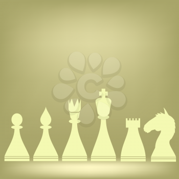 Chess White Pieces Isolated on Brown Background
