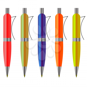 Set of Colorful Pens Isolated on White Background