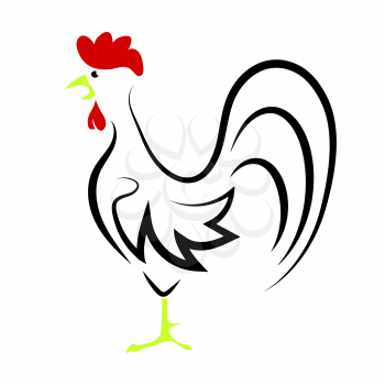 Cartoon Rooster Isolated on White Background for Your Design