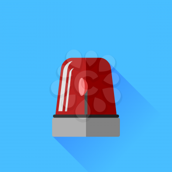 Red Siren Icon Isolated on Blue Background