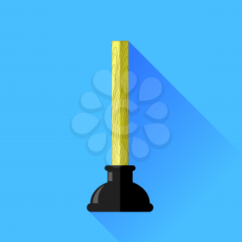 Black Rubber Plunger Isolated on Blue Background