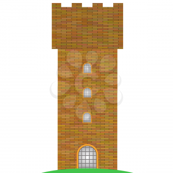 Old Brick Tower Isolated on White Background