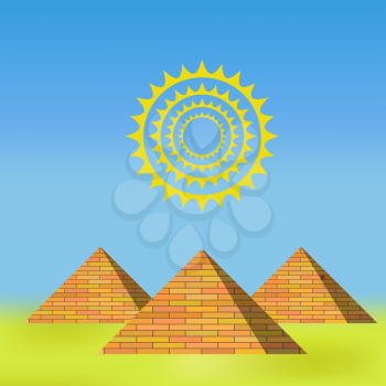 Pyramids on Blue Sky Background for Your Design