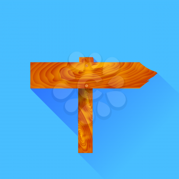 Wooden Signpost Icon Isolated on Blue Background.