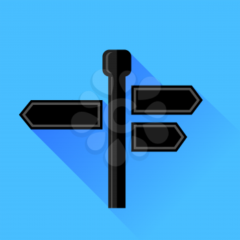 Signpost Icon Isolated on Blue Background. Long Shadow.