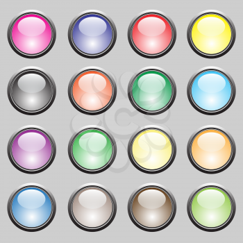 Set of Colorful Buttons Isolated on Grey Background.