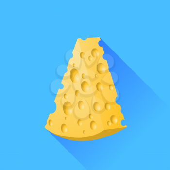 Piece of Yellow Cheese on Blue Background