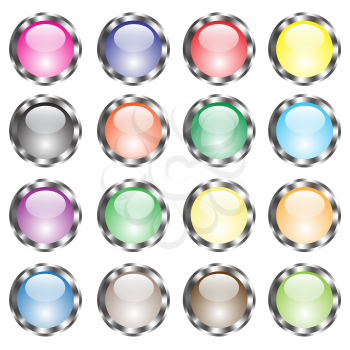 Set of Colorful Glass Buttons Isolated on White Background