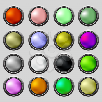 Set of Colorful Buttons Isolated on Grey Background