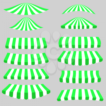 Green White Tents Icons Isolated on Grey Background