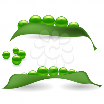 Fresh Natural Green Peas Isolated on White Background