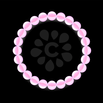 Pink Pearl Necklace Isolated on Black Background