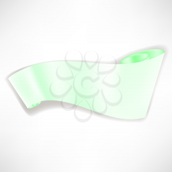 Green Paper Scroll Isolated in White Background. Green Paper Empty Banner.