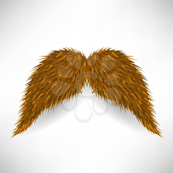 Brown Hairy Mustache Isolated on Grey Background 