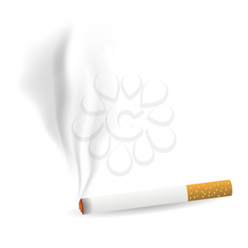 Smoking Single Cigarette Isolated on White Background