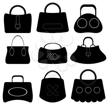 Set of Handbags Silhouettes Isolated on White Background