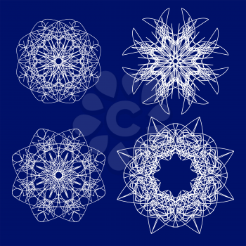 Abstract White Snow Flakes Isolated on Blue Background