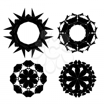 Set of Blacck Ornaments Isolated on White Background