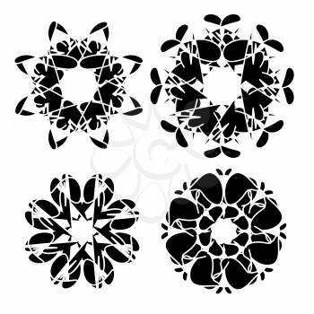 Abstract Geometric Black Ornaments Isolated on White Background