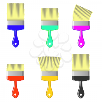 Set of Colorful Paintbrushes Isolated on White Background