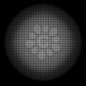 Circle Halftone Texture Isolated on Black Background