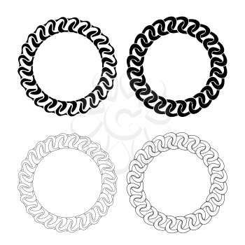 Circle Decorative Chain  Frames Isolated on White Background