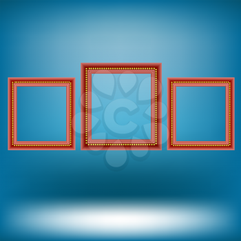 Set of Red Frames Isolated on Blue Light Background