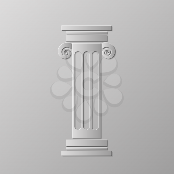 Old Greek Column Isolated on Grey Background