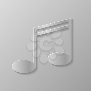 Grey Music Note Isolated on Grey Background