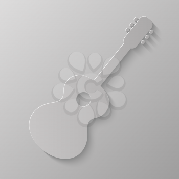 Stylized Guitar Silhouette Isolated on Grey Background