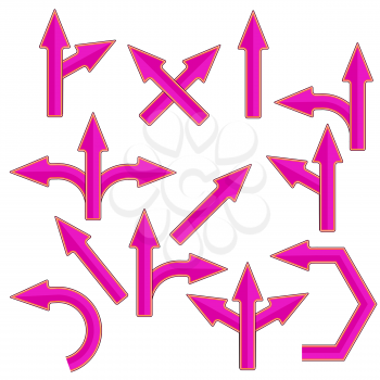 Set of Pink Arrows Isolatedon White Background