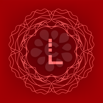 Simple  Monogram  L Design Template on Red Background